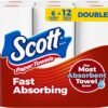 Paper Towels, Choose-A-Sheet, 6 Double Rolls = 12 Regular Rolls (100 Sheets per Roll)